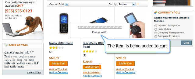 The Item Being Added to the Cart from the Category Page